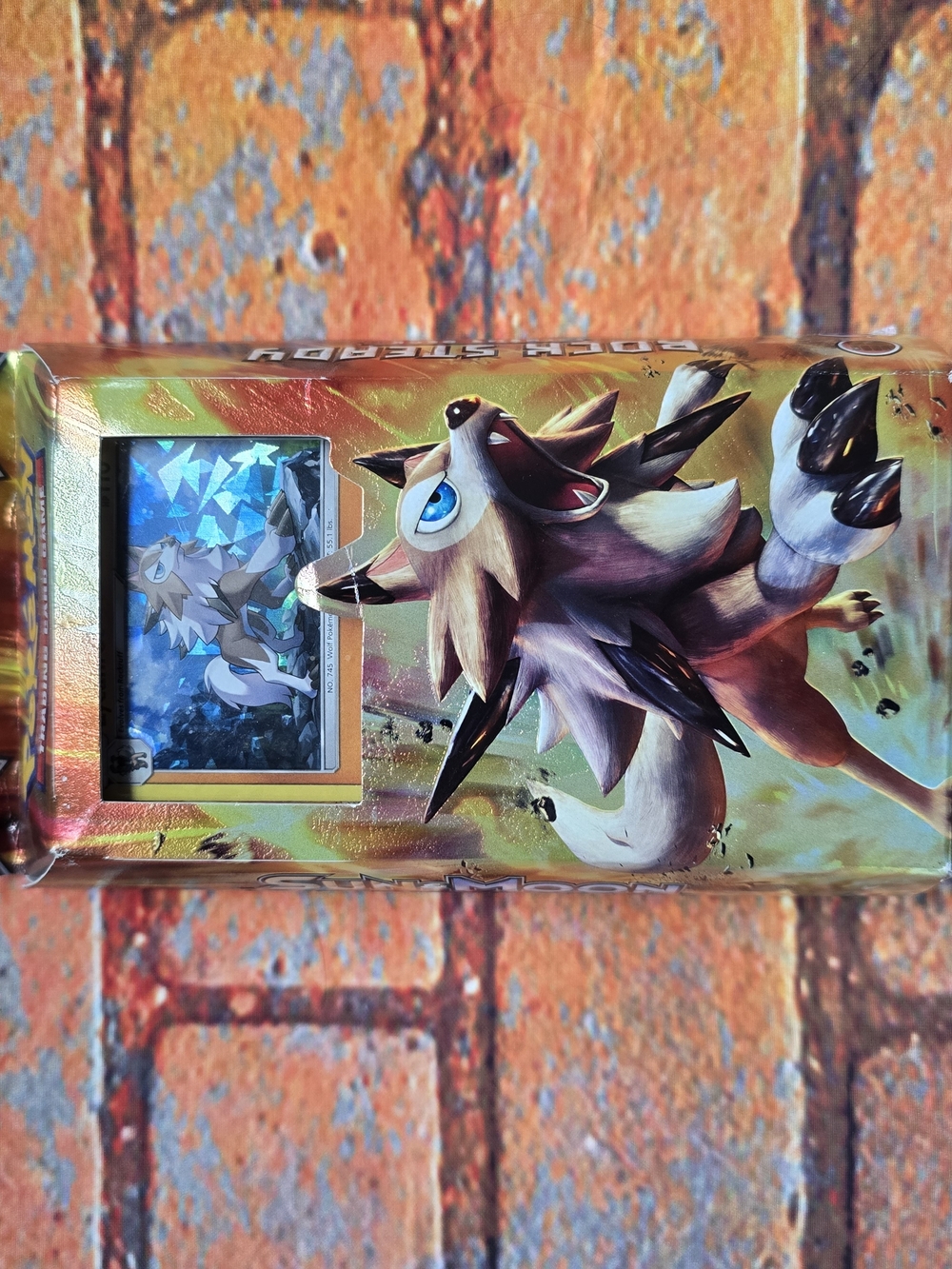 Pokemon Lycanroc Holographic Tin - Gold, Brown, Blue Artwork